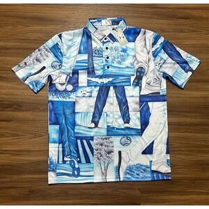 Valentino Dixon Mens Tight Tee Shot Artwork Golf Dry Fit Polo Shirt Sz XL New